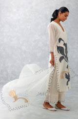 Ivory Hand-Painted Chanderi Kurta Set