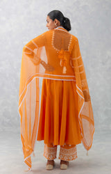 Orange Chanderi Anarkali Set