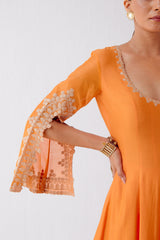 Orange Dori Embroidered Anarkali Set