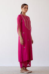 Fuchsia Hand Embroidered Kurta Set