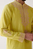 Dev Mohan in Lime Green Embroidered Chanderi Kurta Set