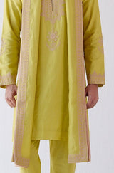 Lime Green Embroidered Stole
