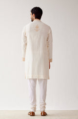 Ivory Embroidered Chanderi Kurta Set