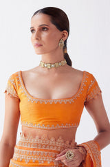 Masoom Minawala in Orange Embroidered Georgette Organza Saree