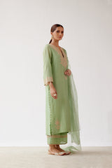 Green Dori Embroidered Kurta Set