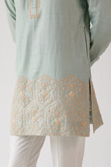 Sage Green Embroidered Short Kurta Set