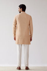 Beige Embroidered Short Kurta Set