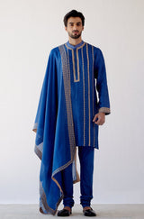Blue Embroidered Stole
