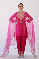 Alia Bhatt in Fuchsia Dori Embroidered Dhoti Set