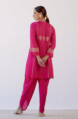 Fuchsia Dori Embroidered Dhoti Set