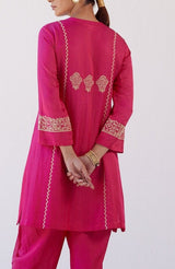 Genelia Deshmukh in Fuchsia Dori Embroidered Dhoti Set