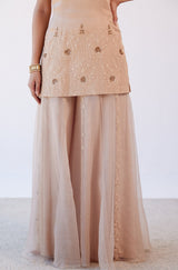 Beige Embroidered Sharara Set