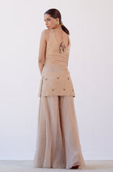 Beige Embroidered Sharara Set