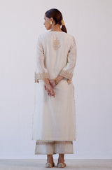 Pooja Hegde in Ivory Dori Embroidered Kurta Set