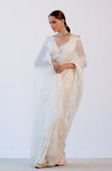 Sobhita Dhulipala in Ivory Organza Embroidered Saree