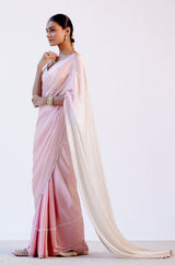 Blush Pink Ombre Silk Satin Saree