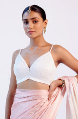 Blush Pink Ombre Silk Satin Saree