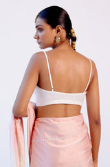 Blush Pink Ombre Silk Satin Saree