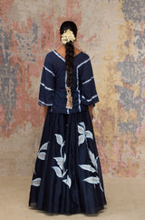 Neha Dhupia in Blue Hand Painted Skirt Set