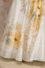 Mustard Silk Chanderi Hand-Painted Lehenga Set