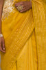 Sukhneet Wadhwa Gujral in Mustard Hand-Painted Organza Saree