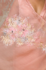 Kajol Devgan in Blush Pink Hand-Painted Organza Saree
