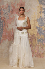 Ivory Georgette Sharara Set