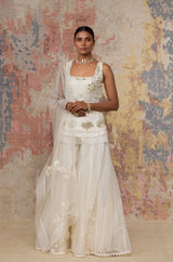 Navneet Randhawa Ivory Georgette Sharara Set