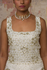 Ivory Georgette Sharara Set