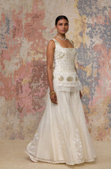 Ivory Georgette Sharara Set