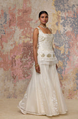 Navneet Randhawa Ivory Georgette Sharara Set