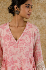 Blush Pink Block Printed Kurta Set
