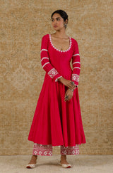 Fuchsia Chanderi Anarkali Set