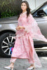 Alia Bhatt in Blush Pink Block Printed Kota Kurta Set