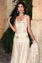 Navneet Randhawa Ivory Georgette Sharara Set