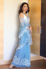 Sobhita Dhulipala in Ice Blue Silk Organza Saree