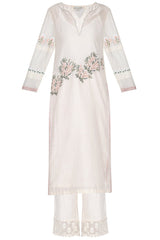 Off-White Chanderi Kurta with Shantoon Pallazo - devnaagri