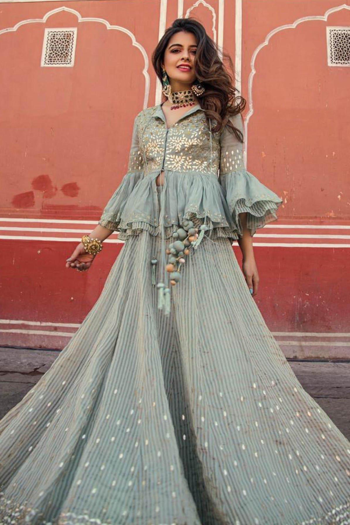 Peplum frock sales with lehenga