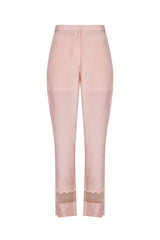Light Pink Chanderi Kurta With Pants - devnaagri
