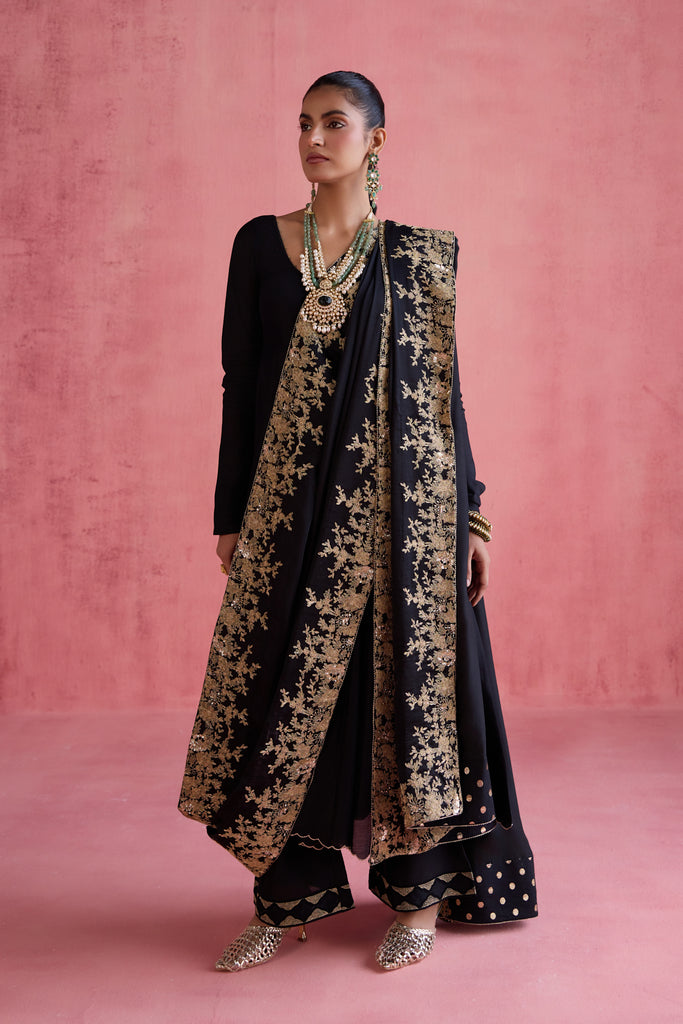 Nazara Khada Dupatta -Black