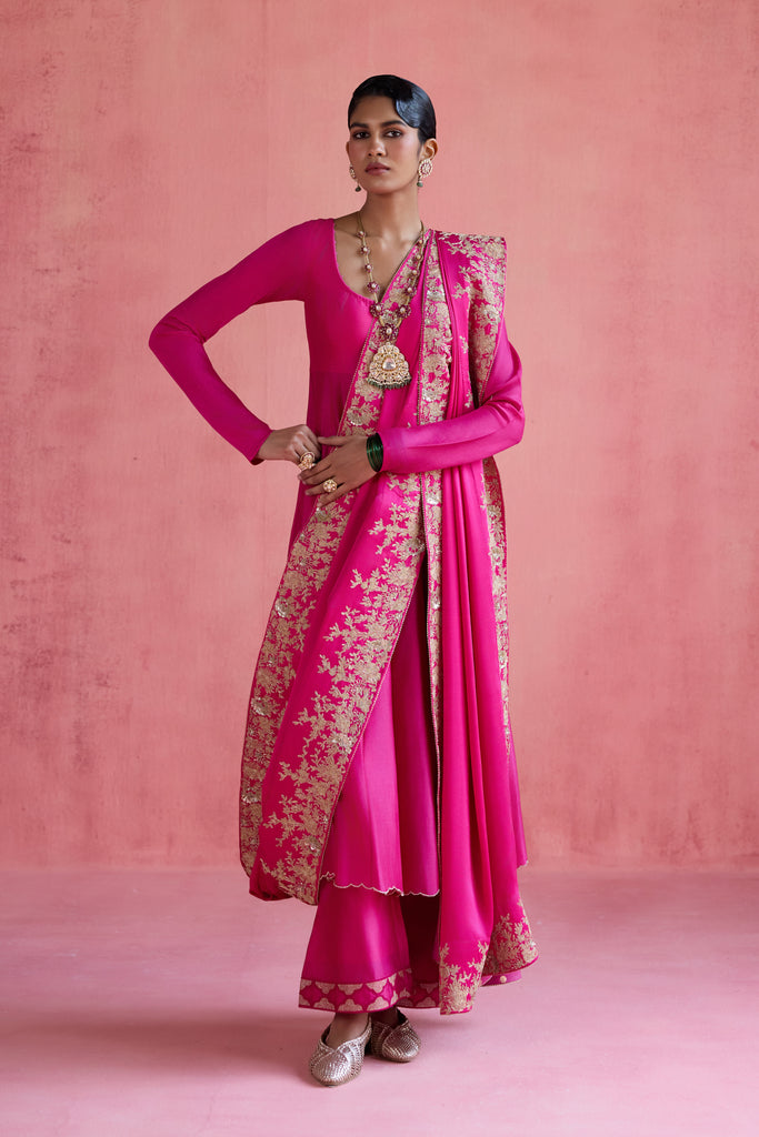 Nazara Khada Dupatta - Fuchsia