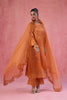 Orange Raw Silk Satin Dori Embroidered Kurta Set