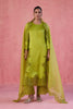 Green Raw Silk Satin Dori Embroidered Kurta Set