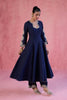 Navy Blue Cotton Silk Blend Embroidered Anarkali Set