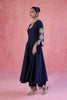 Navy Blue Cotton Silk Blend Embroidered Anarkali Set