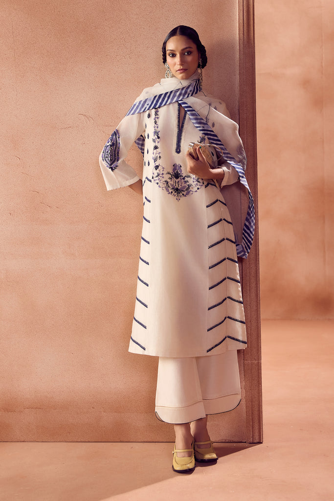Ivory/Blue Kurta Set