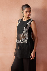 Black Short Kurta Pallazo Set