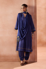 Blue box pleated pants Kurta Set