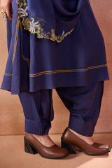 Blue box pleated pants Kurta Set