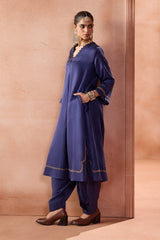 Blue box pleated pants Kurta Set